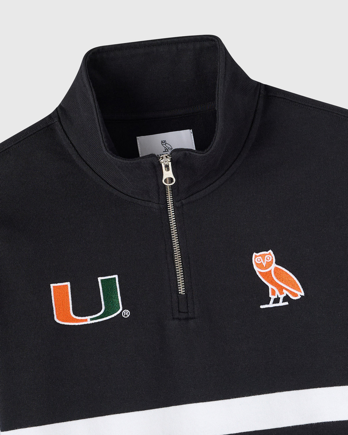 University of Miami Quarter-Zip Rugby Pullover - Black