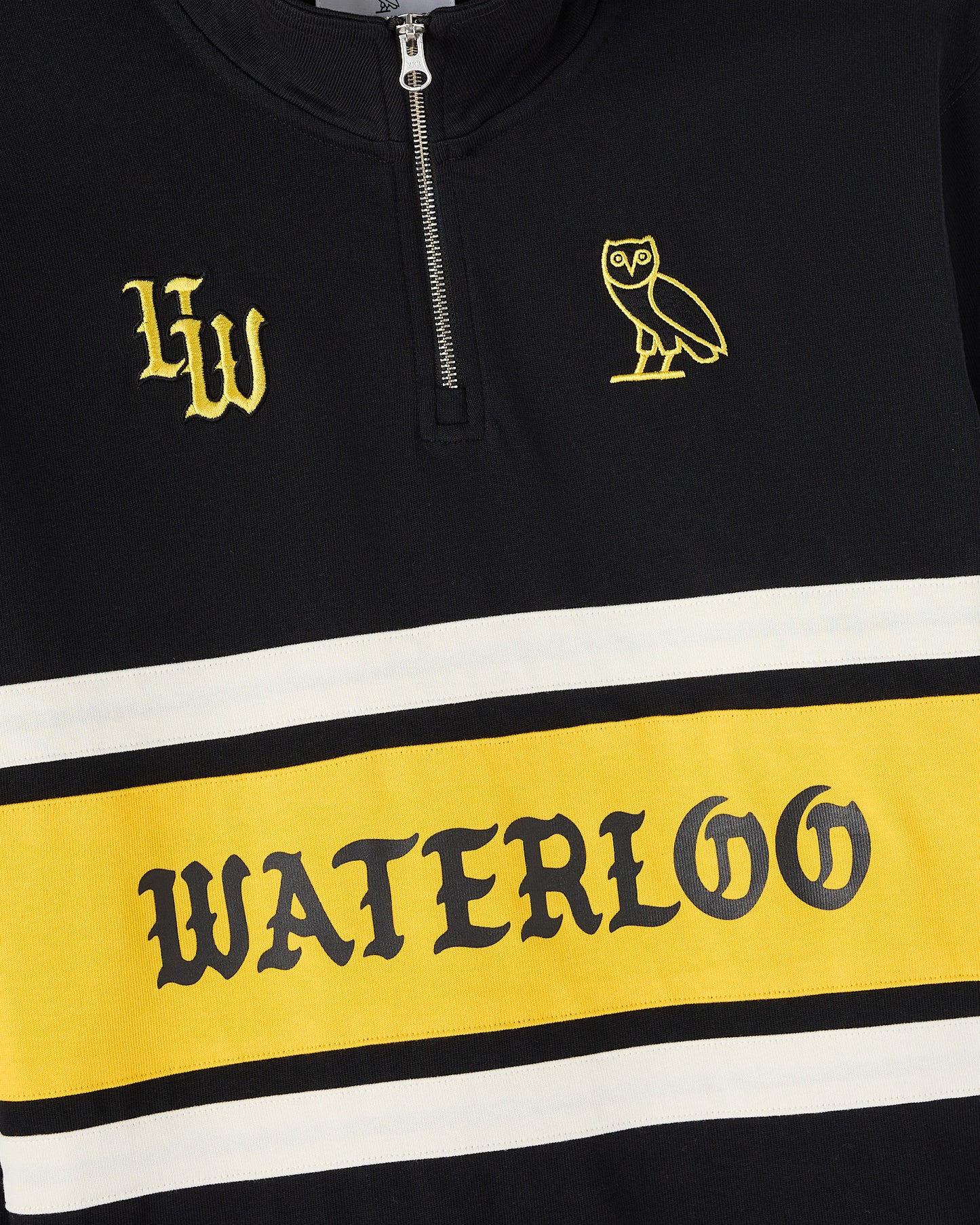 Pull de rugby zippé quart pour homme de l'Université de Waterloo – Noir