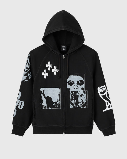 The Exorcist Test Print Full-Zip Hoodie - Garment Dye Black