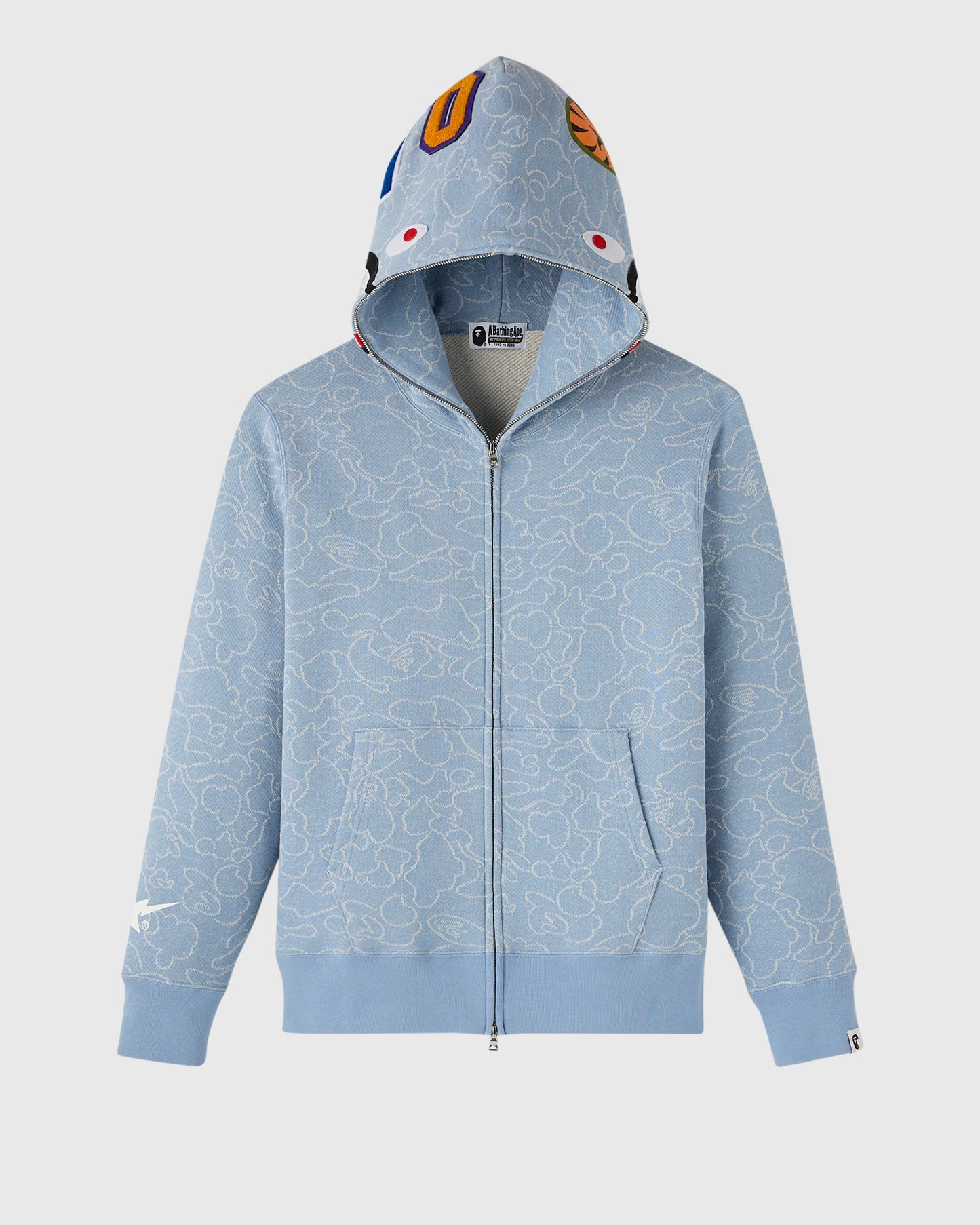BAPE® Neon 1st Camo Shark Full-Zip Hoodie - Light Indigo
