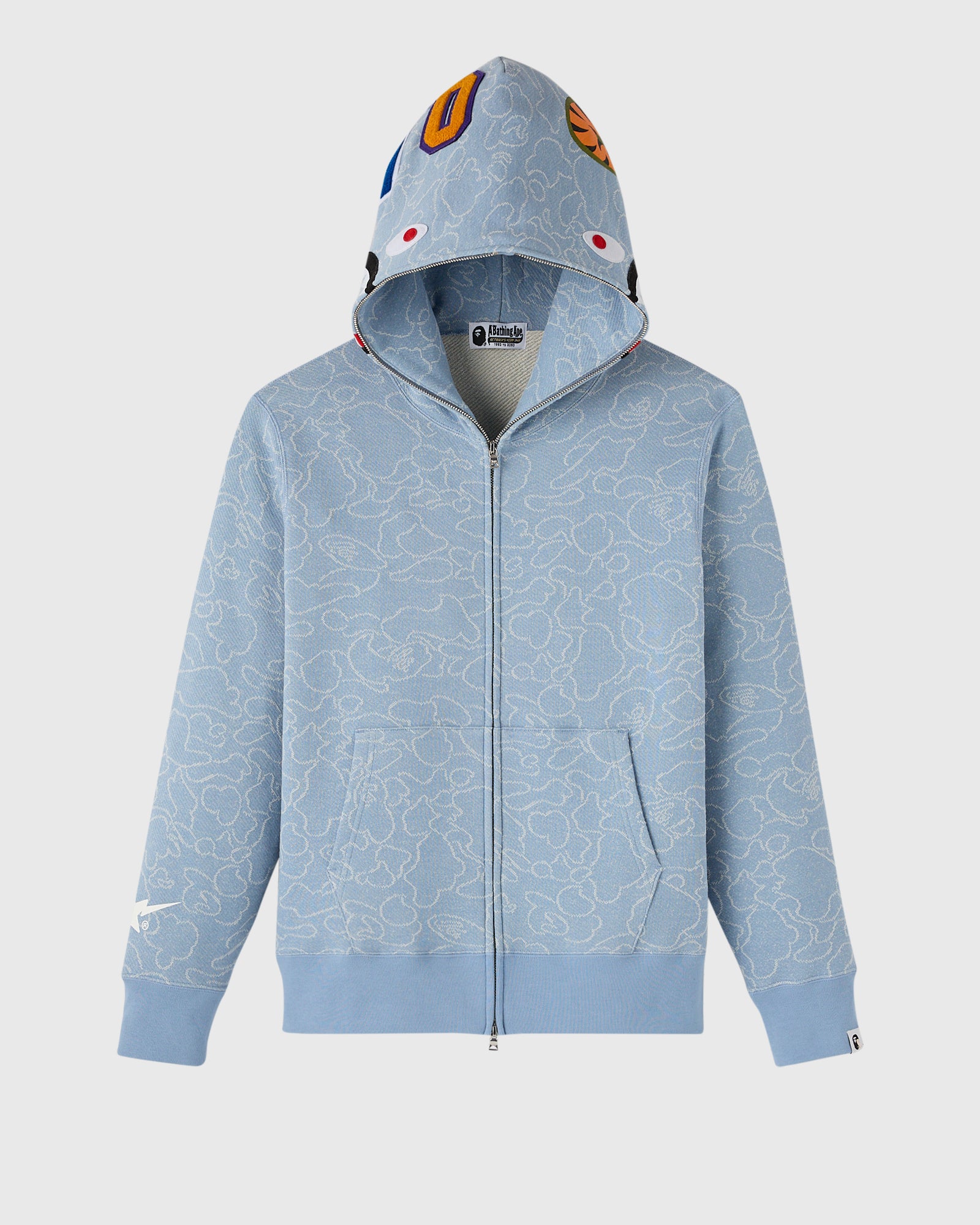 BAPE® Neon 1st Camo Shark Full-Zip Hoodie - Light Indigo