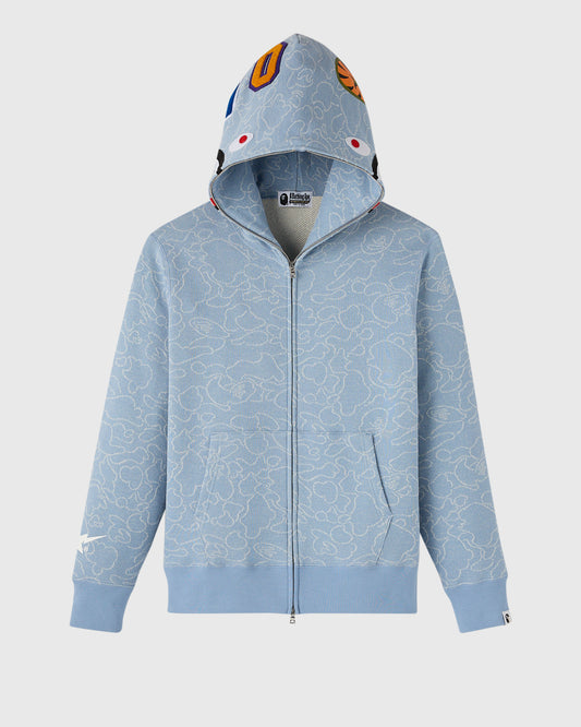 BAPE® Neon 1st Camo Shark Full-Zip Hoodie - Light Indigo