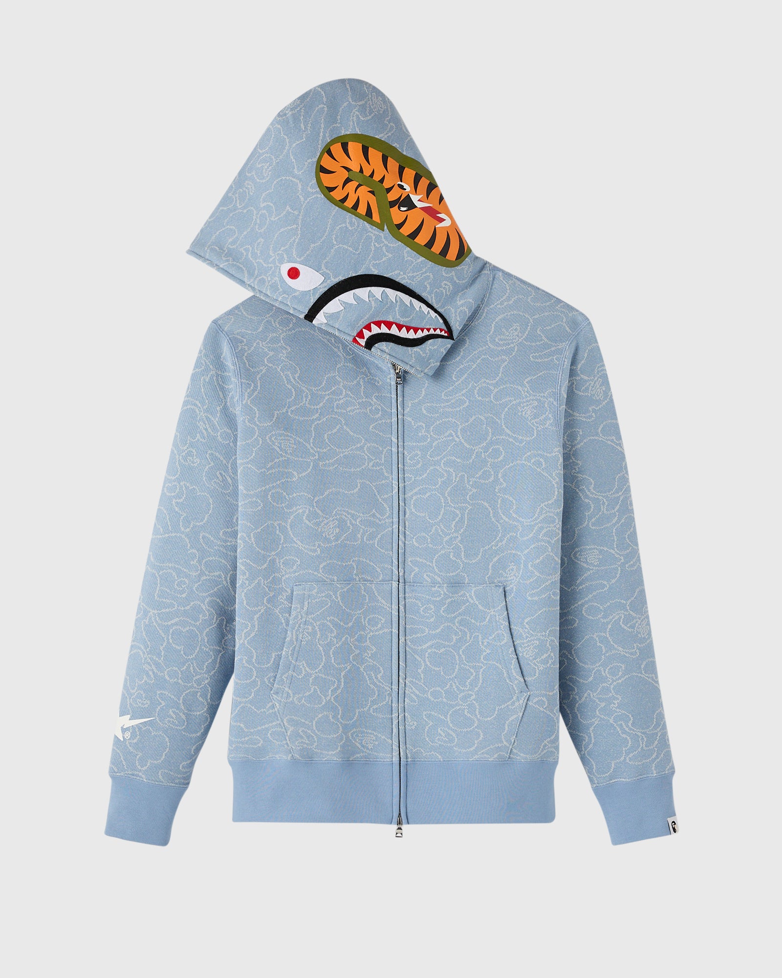 BAPE® Neon 1st Camo Shark Full-Zip Hoodie - Light Indigo