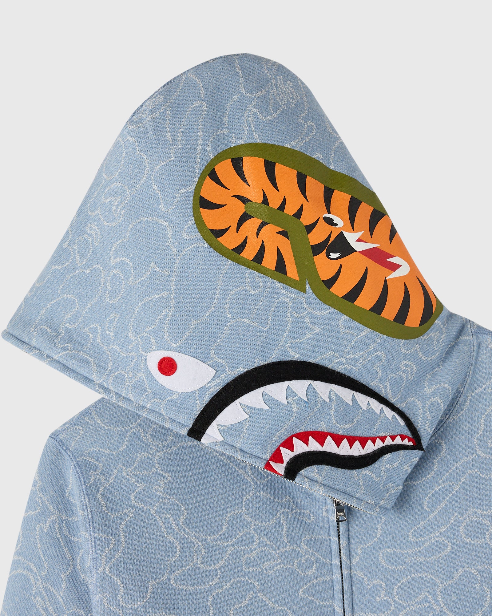 BAPE® Neon 1st Camo Shark Full-Zip Hoodie - Light Indigo