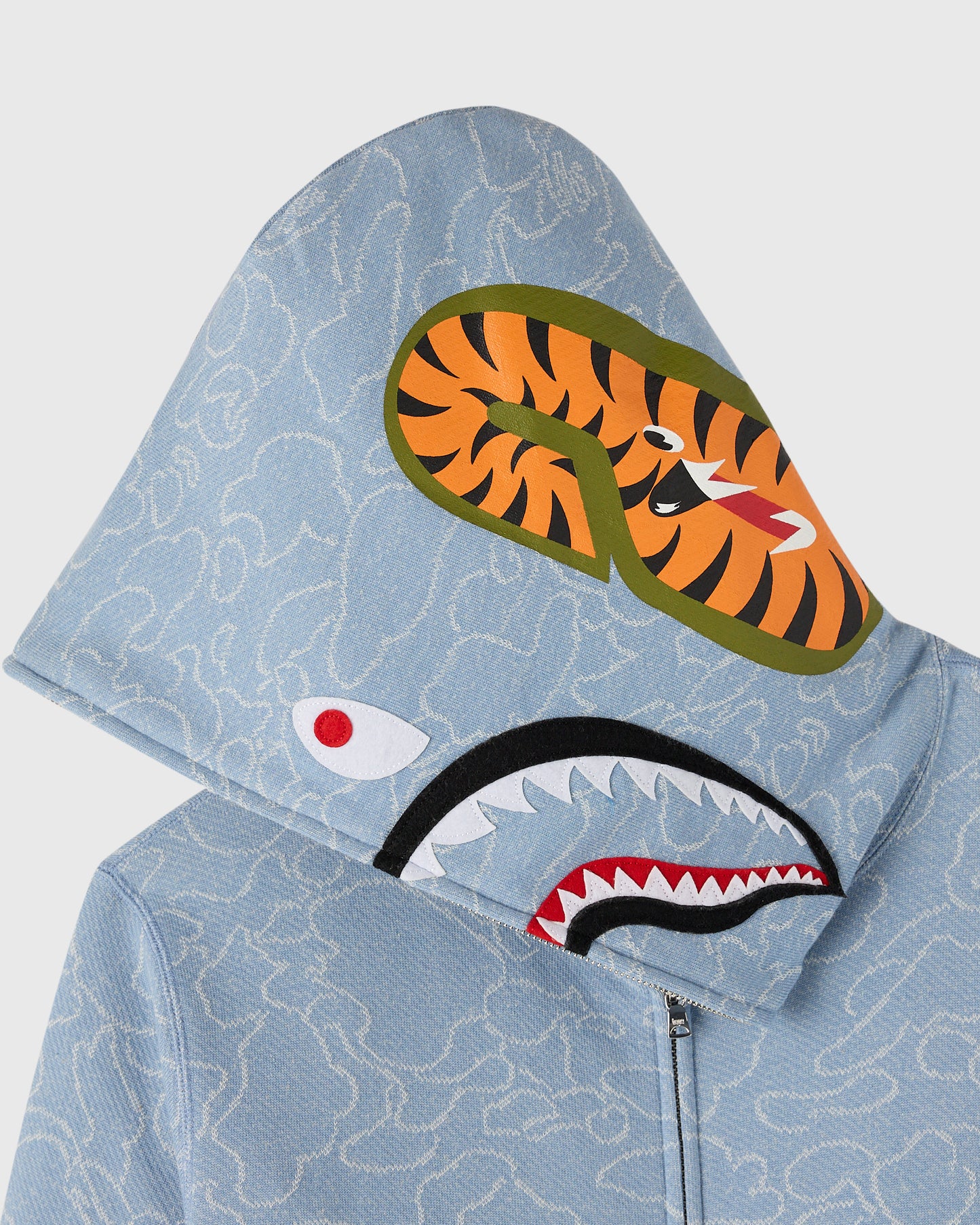 BAPE® Neon 1st Camo Shark Full-Zip Hoodie - Light Indigo