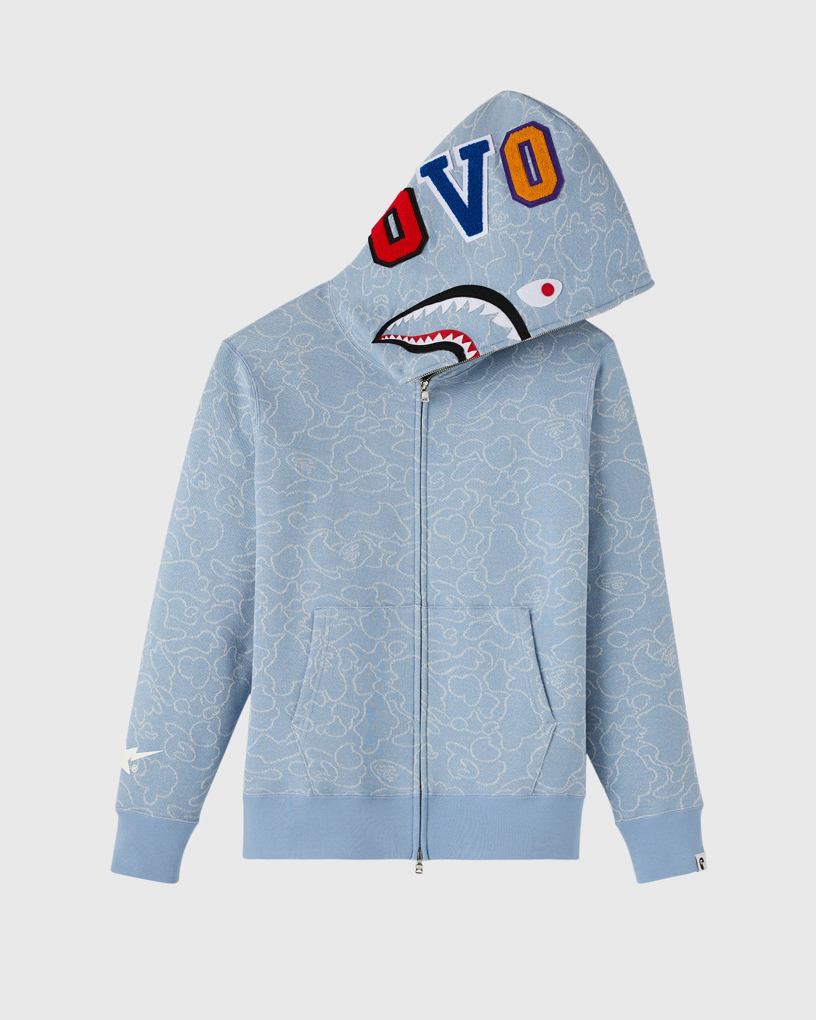 BAPE® Neon 1st Camo Shark Full-Zip Hoodie - Light Indigo