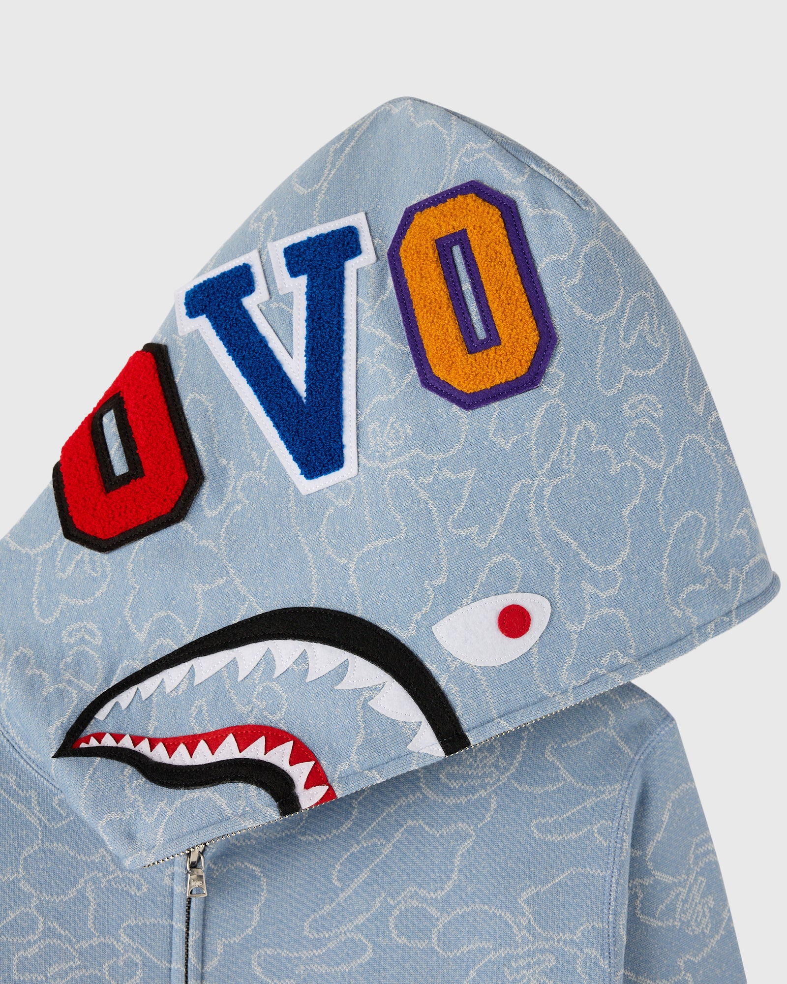 BAPE® Neon 1st Camo Shark Full-Zip Hoodie - Light Indigo BAPE® Neon 1st Camo Shark Full-Zip Hoodie - Light Indigo