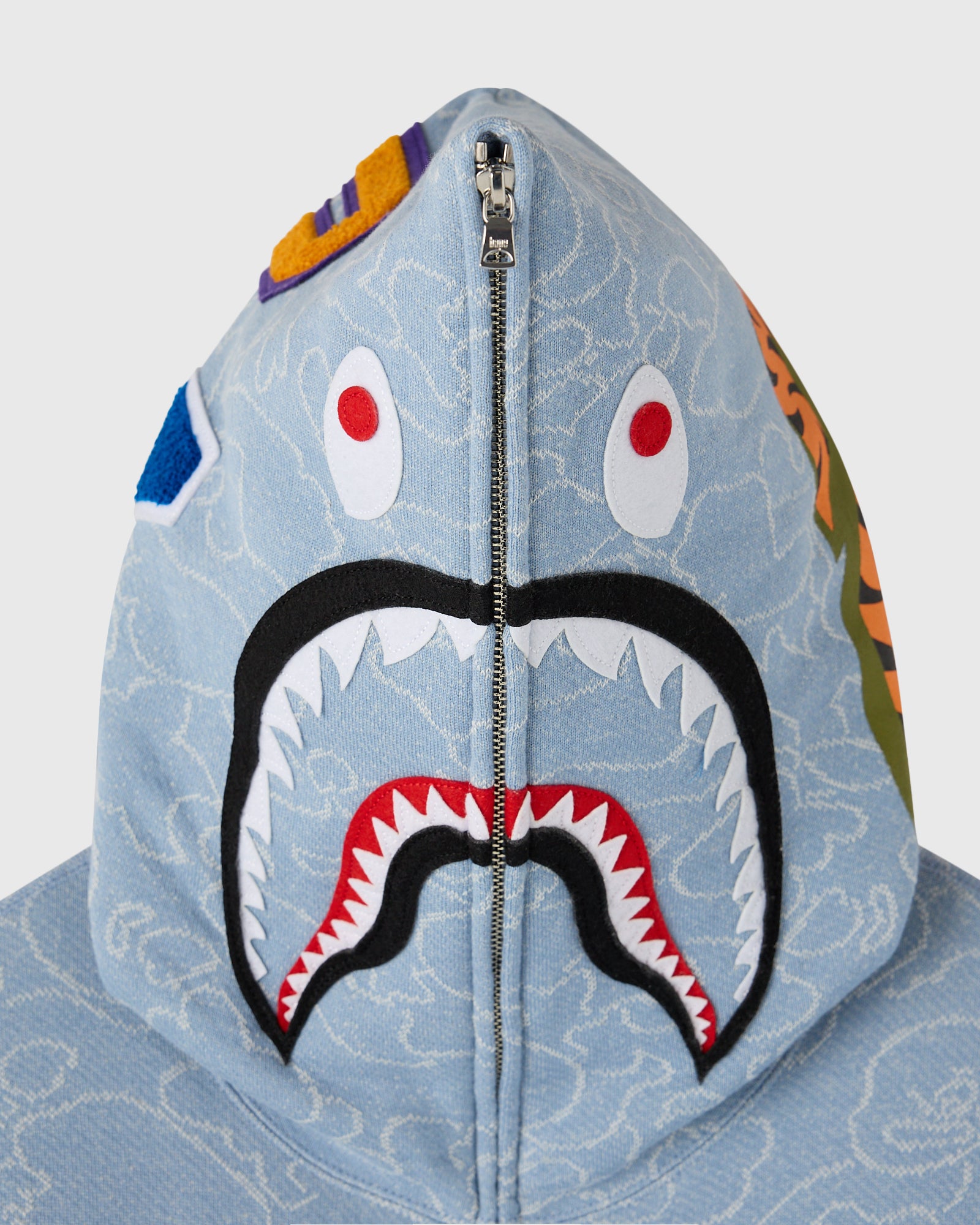 BAPE® Neon 1st Camo Shark Full-Zip Hoodie - Light Indigo