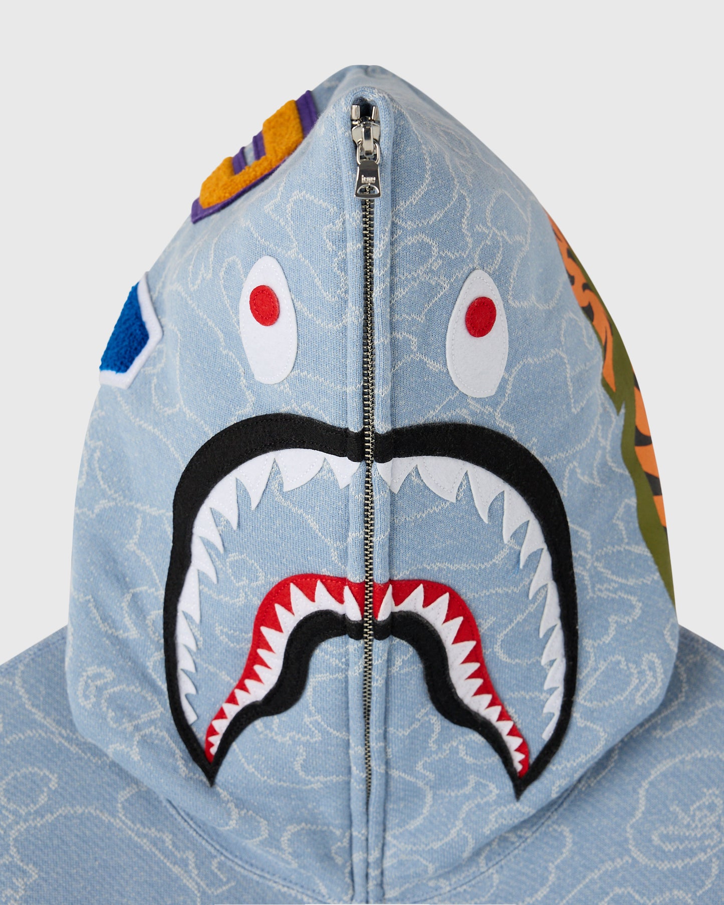 BAPE® Neon 1st Camo Shark Full-Zip Hoodie - Light Indigo
