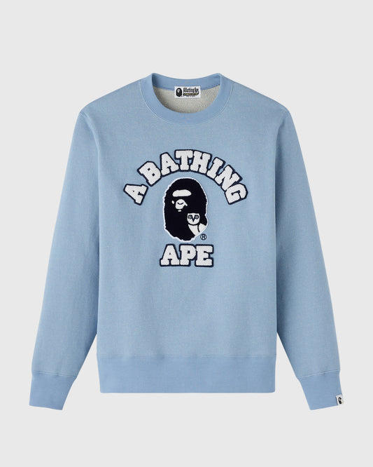 BAPE® Denim Fleece College Crewneck - Light Indigo