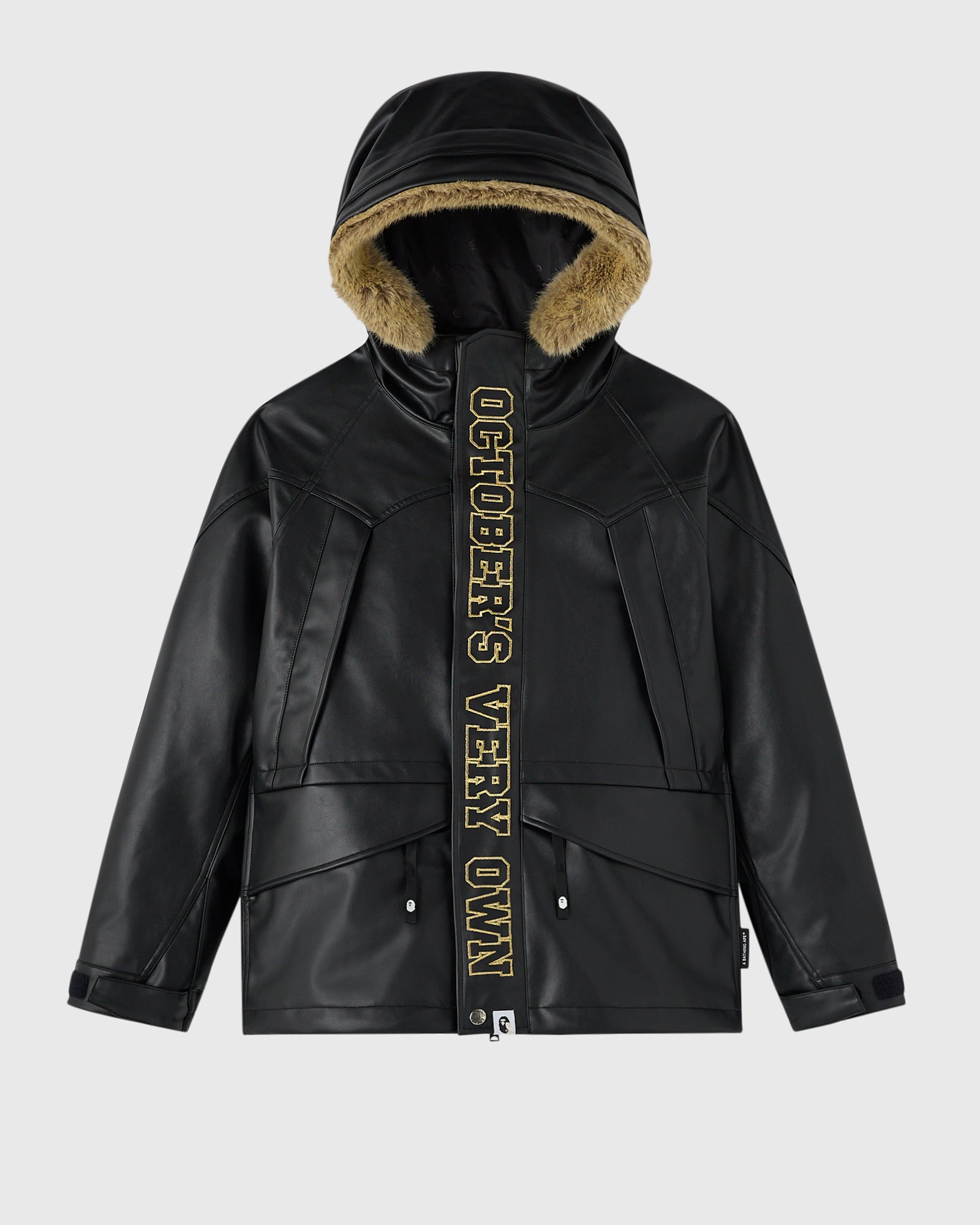 BAPE® Faux Leather Snowboard Jacket - Black