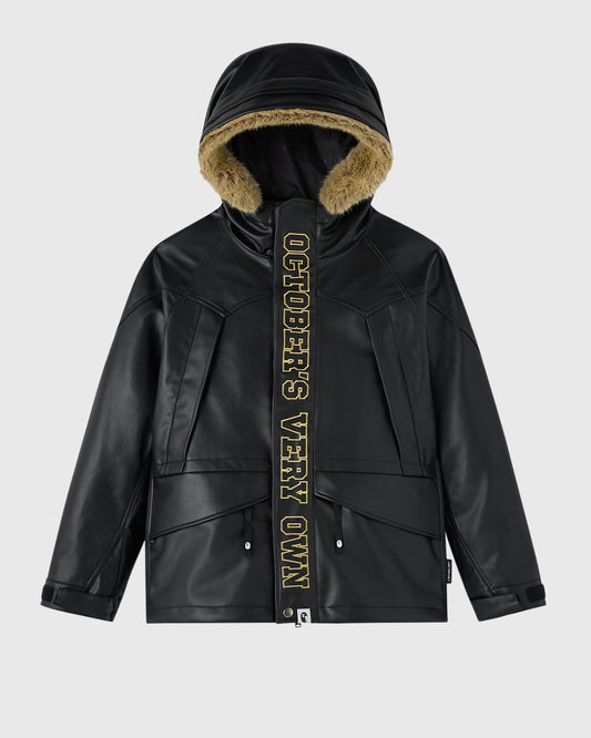 BAPE® Faux Leather Snowboard Jacket - Black