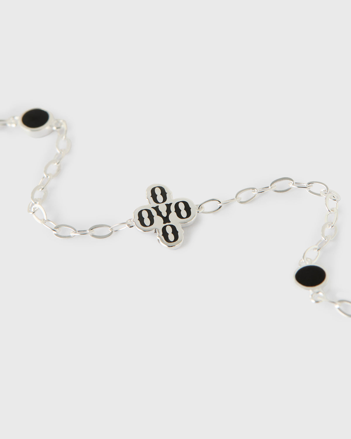 Silver Pom Pom Bracelet - Onyx