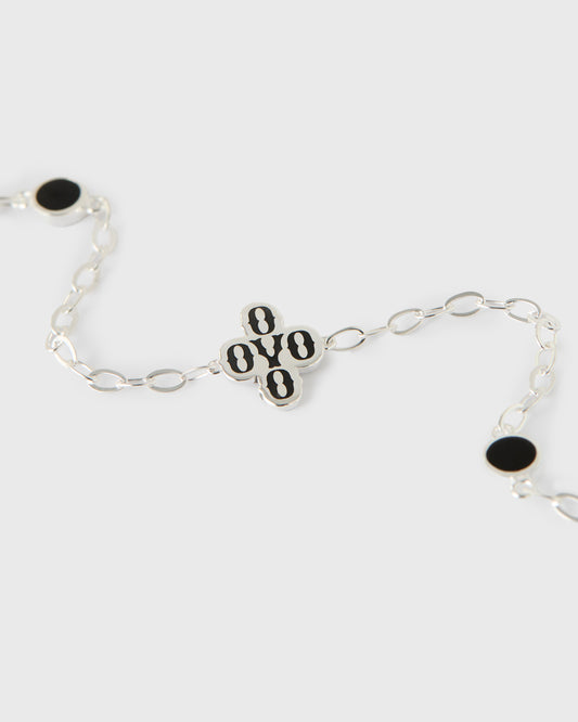 Silver Pom Pom Bracelet - Onyx