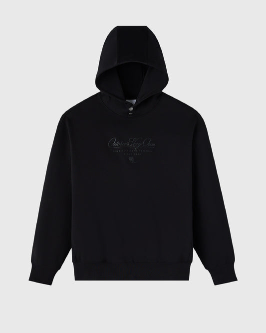 Double Knit Script Hoodie - Black