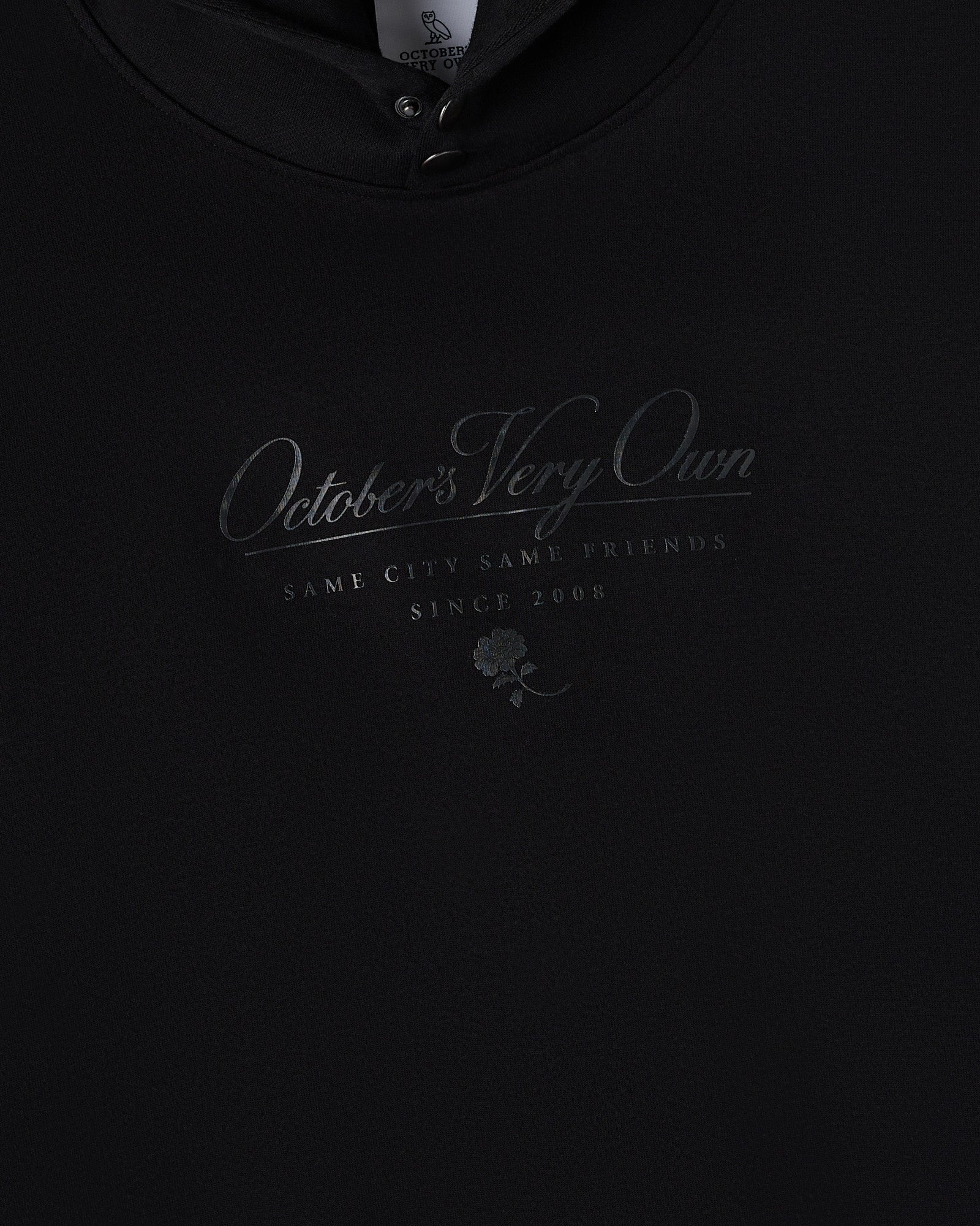 Double Knit Script Hoodie - Black