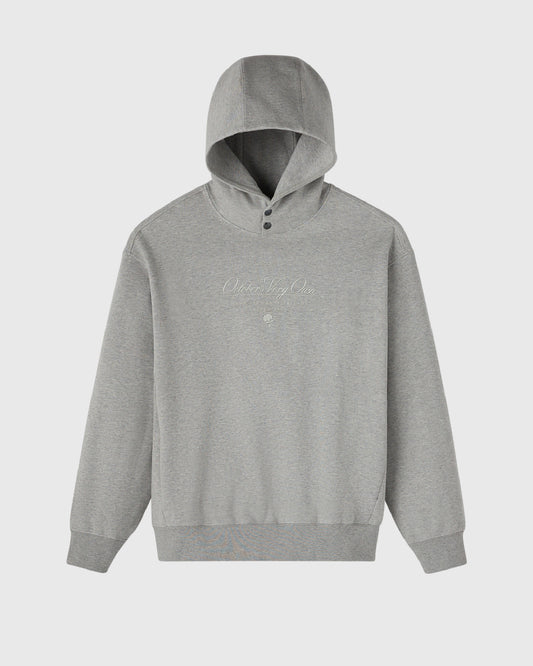 Double Knit Script Hoodie - Heather Grey