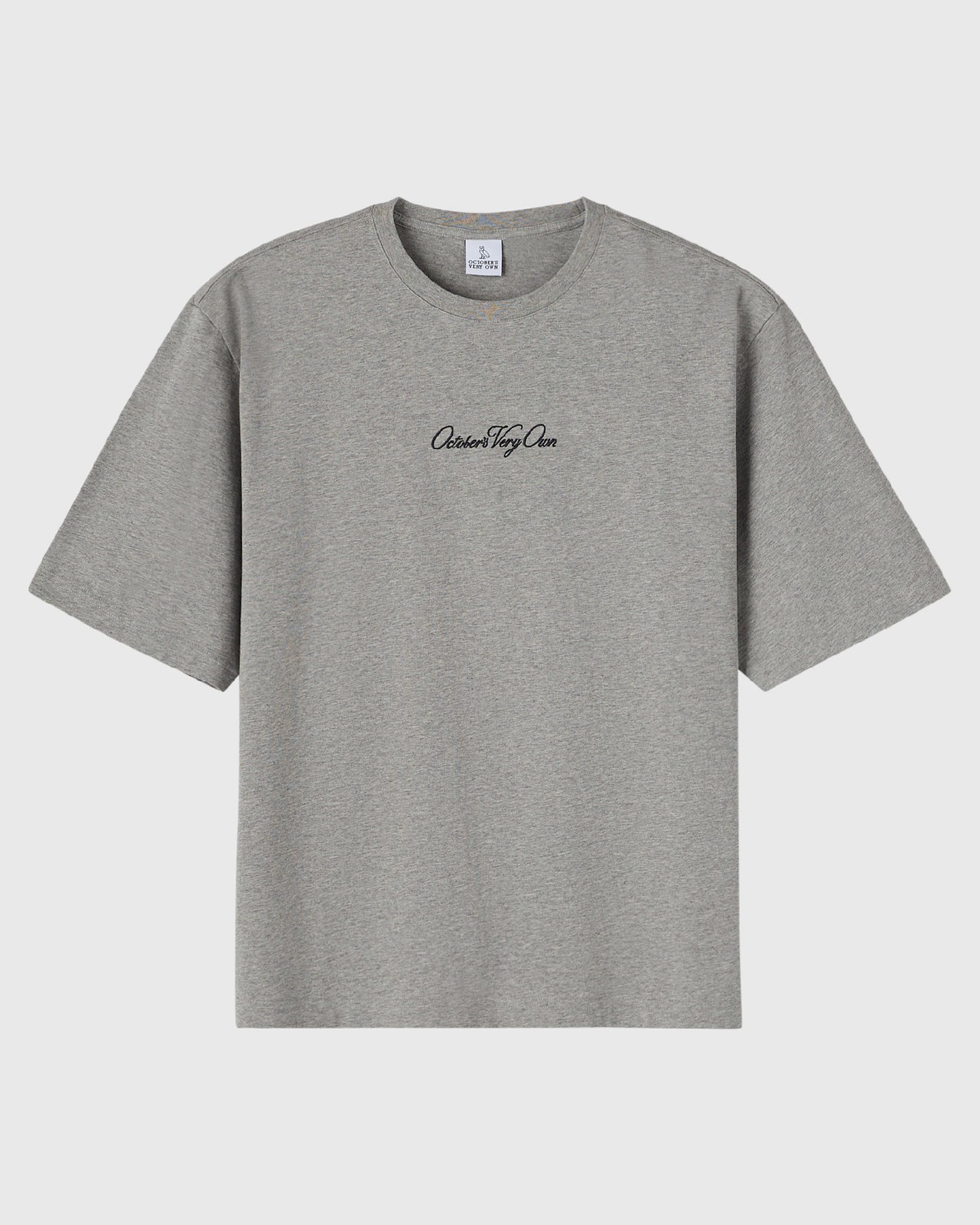 Luxe Jersey Script Tee - Heather Grey