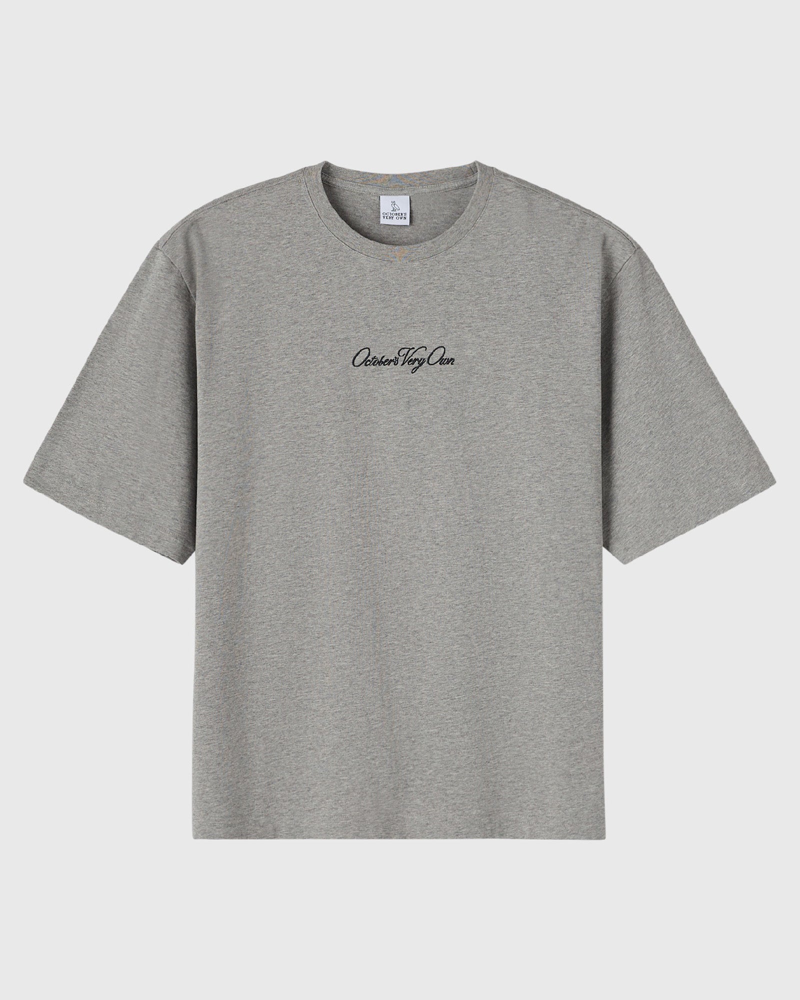 Luxe Jersey Script Tee - Heather Grey