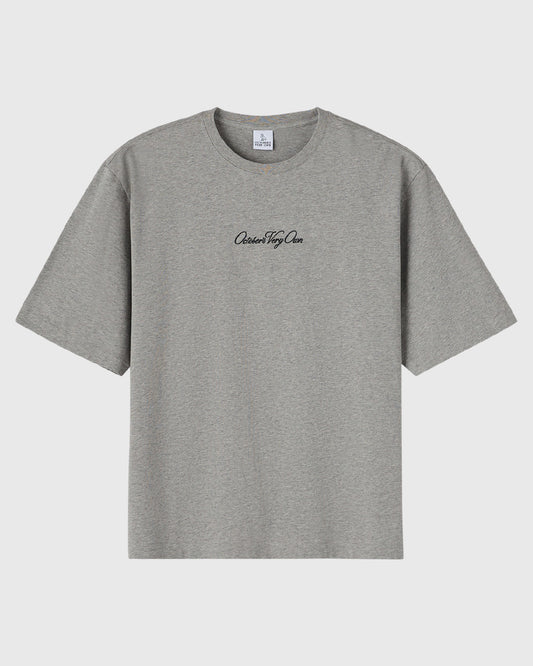 Luxe Jersey Script Tee - Heather Grey