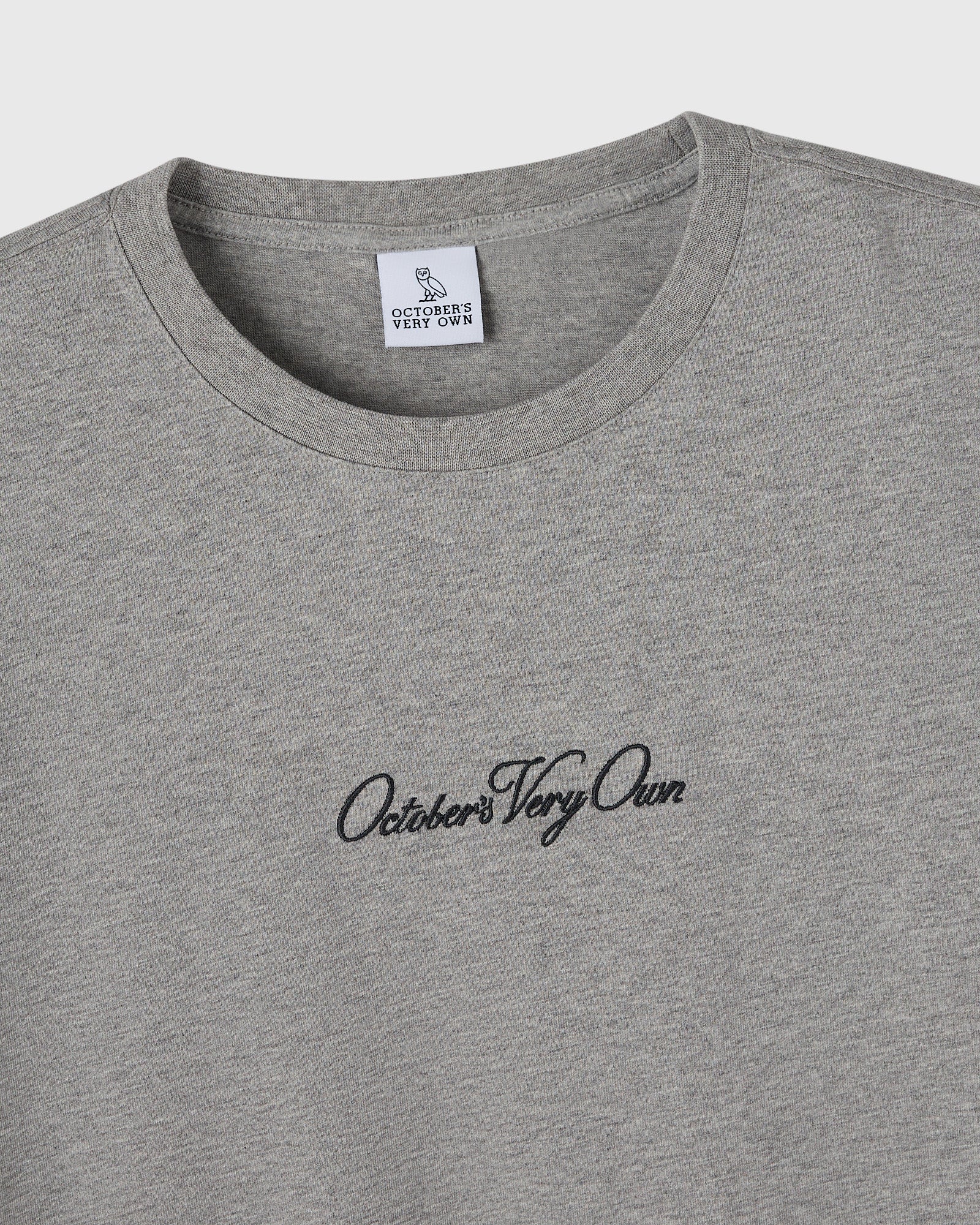 Luxe Jersey Script Tee - Heather Grey
