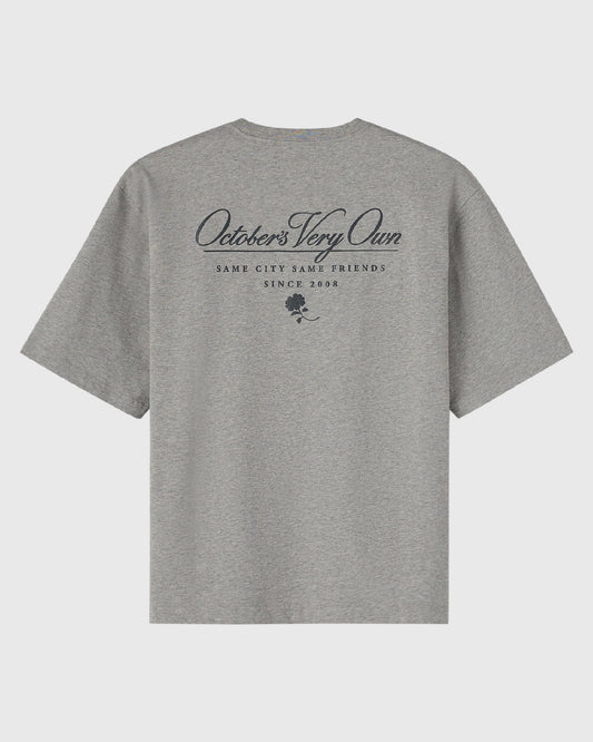 Luxe Jersey Script Tee - Heather Grey