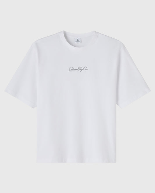 Luxe Jersey Script Tee - White