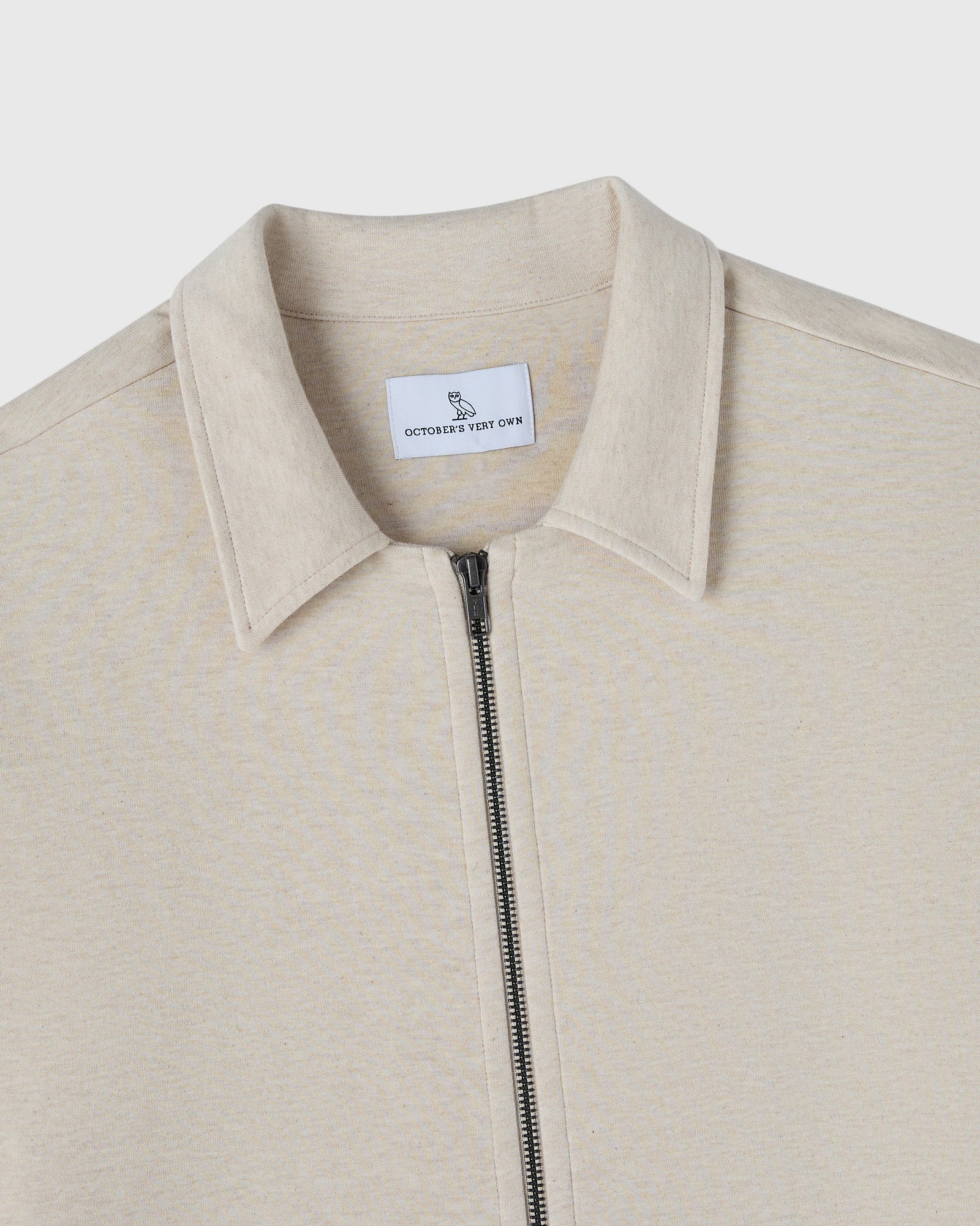 Double Knit Script Overshirt - Heather Oatmeal