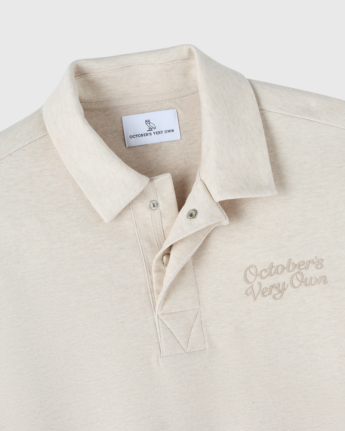 Double Knit Script Rugby Polo - Heather Oatmeal