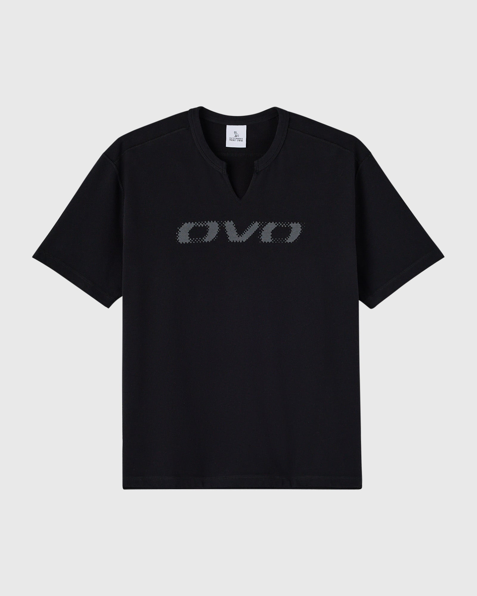Split Neck Tee - Black