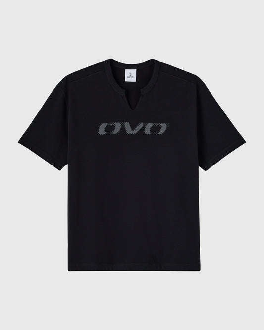 Split Neck Tee - Black