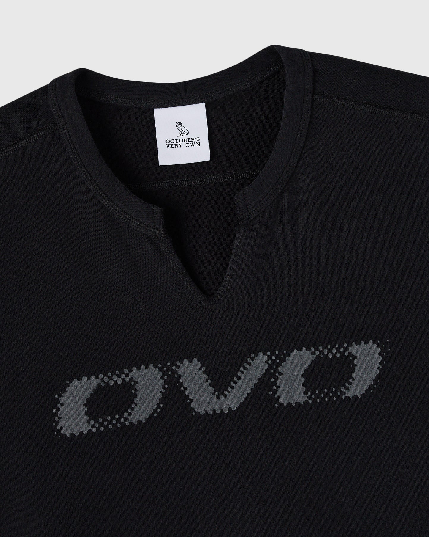 Split Neck Tee - Black