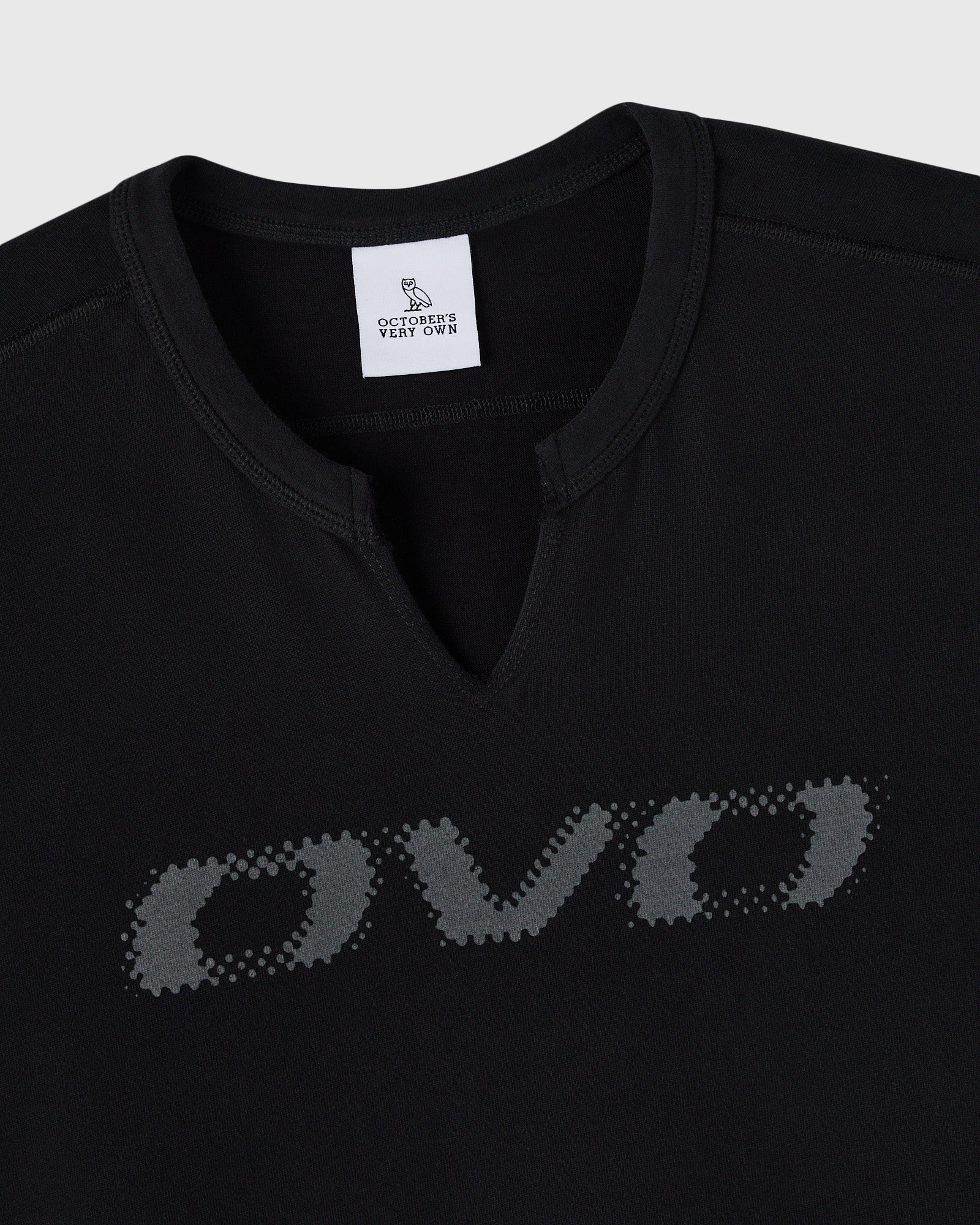 Split Neck Tee - Black