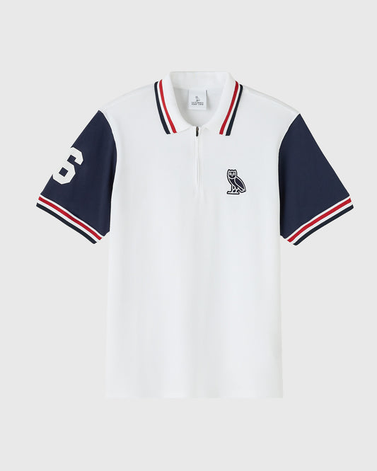 Quarter- Zip Short Sleeve Polo - White