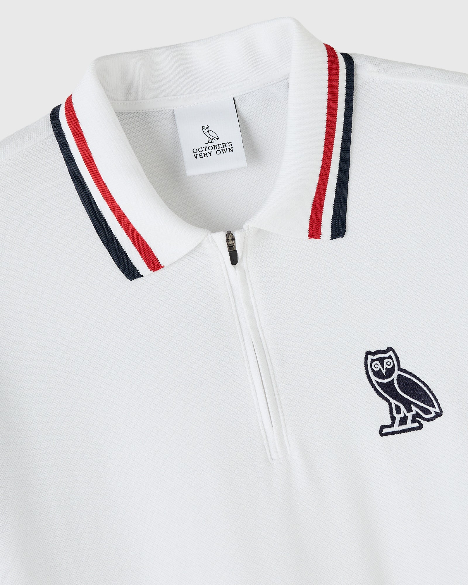 Quarter- Zip Short Sleeve Polo - White
