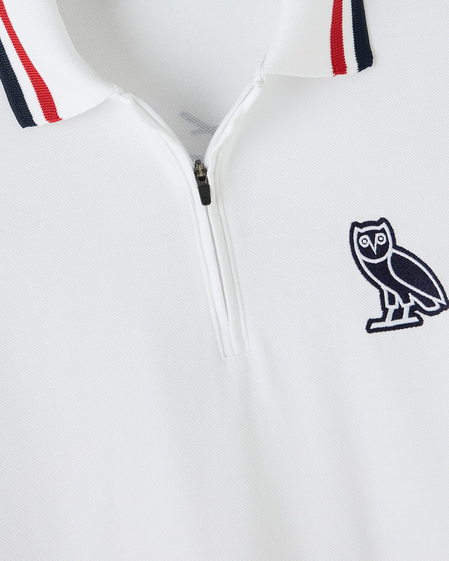 Quarter- Zip Short Sleeve Polo - White