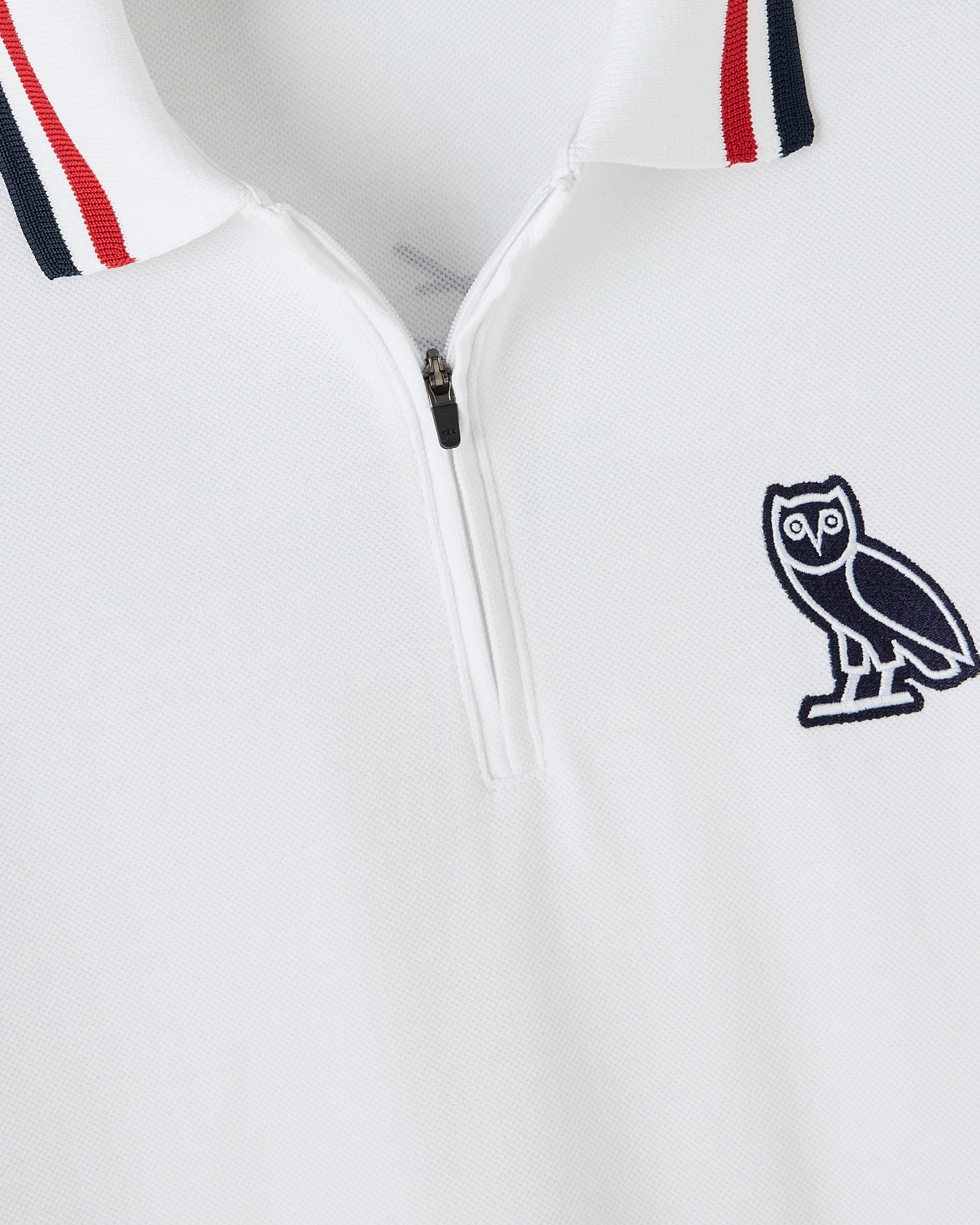 Quarter- Zip Short Sleeve Polo - White