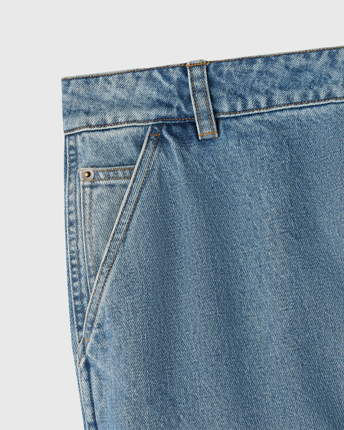 PANTALON EN JEAN À GENOUX RENTRÉS - INDIGO DÉLAVÉ