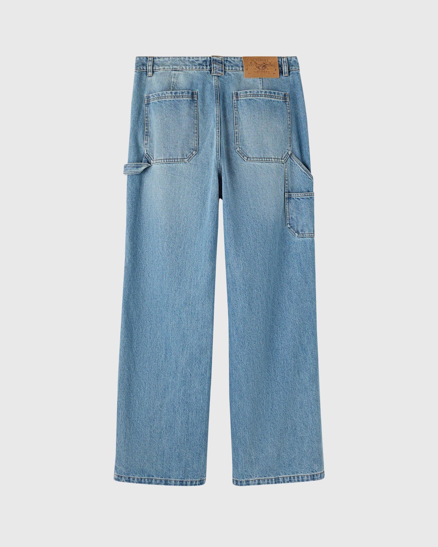 PANTALON EN JEAN À GENOUX RENTRÉS - INDIGO DÉLAVÉ