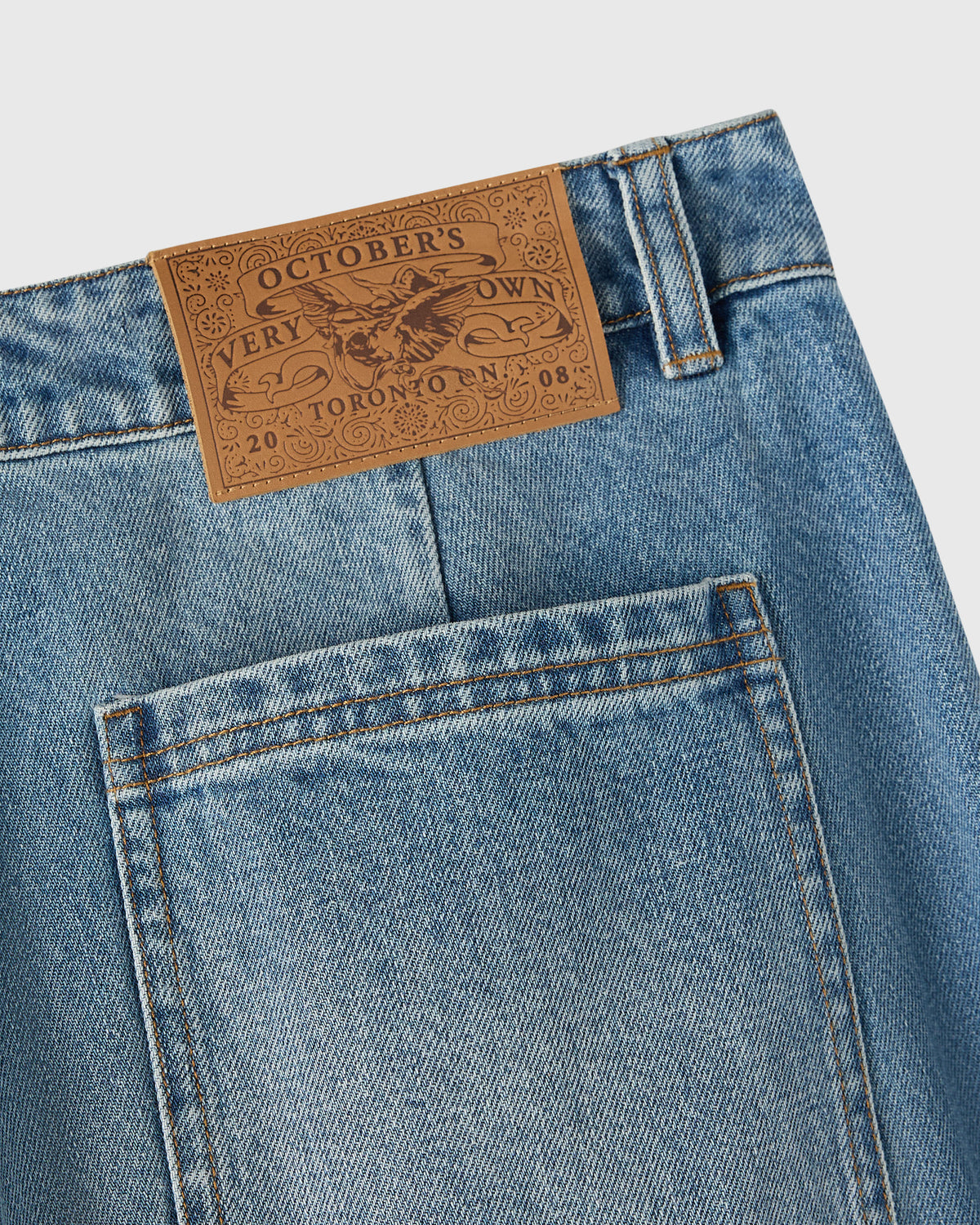 PANTALON EN JEAN À GENOUX RENTRÉS - INDIGO DÉLAVÉ