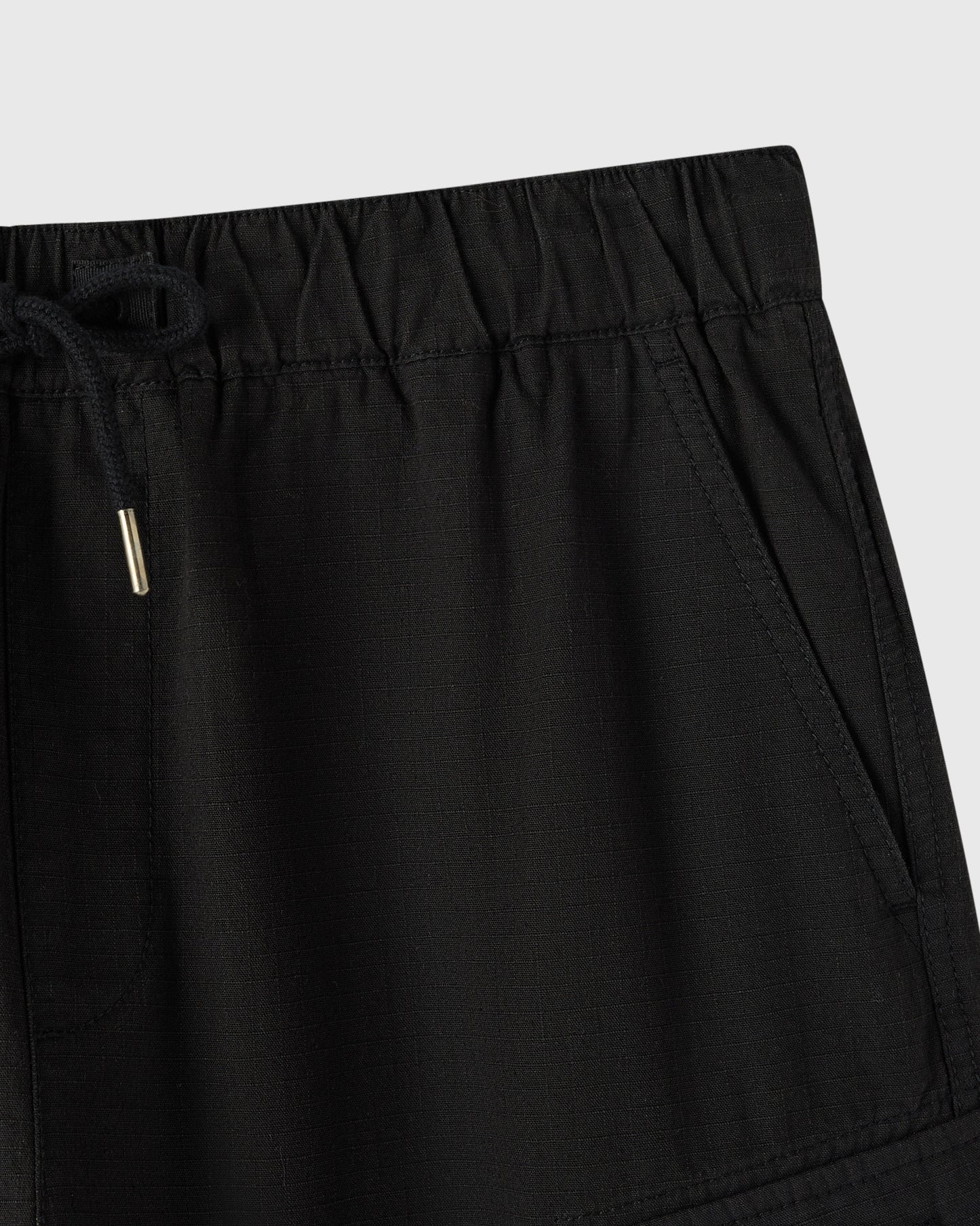 Linen Ripstop Cargo Short - Black