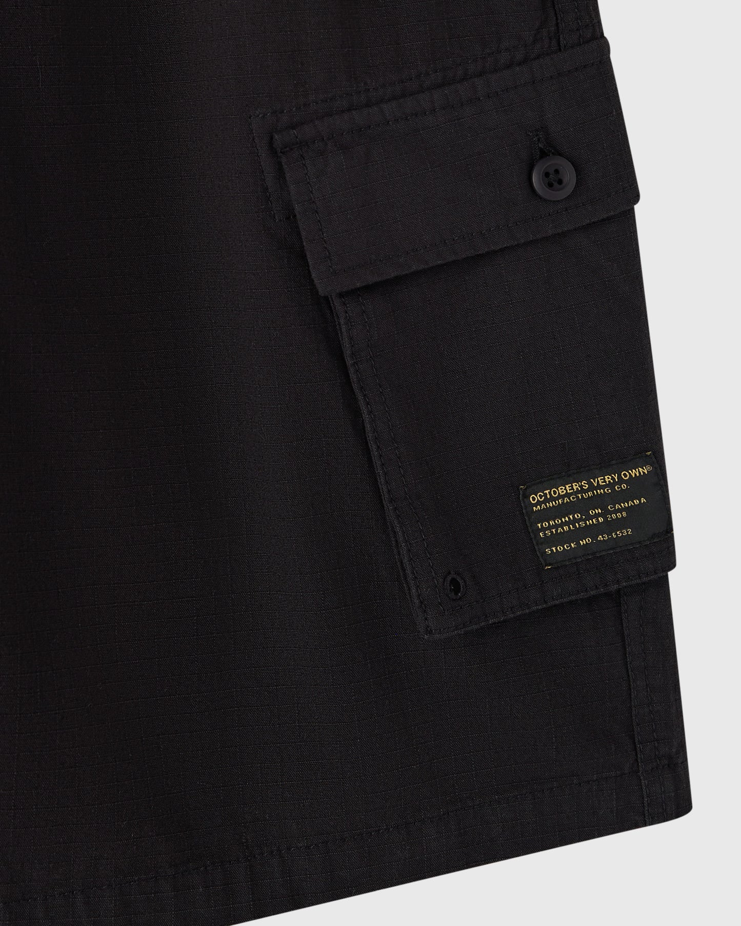 Linen Ripstop Cargo Short - Black