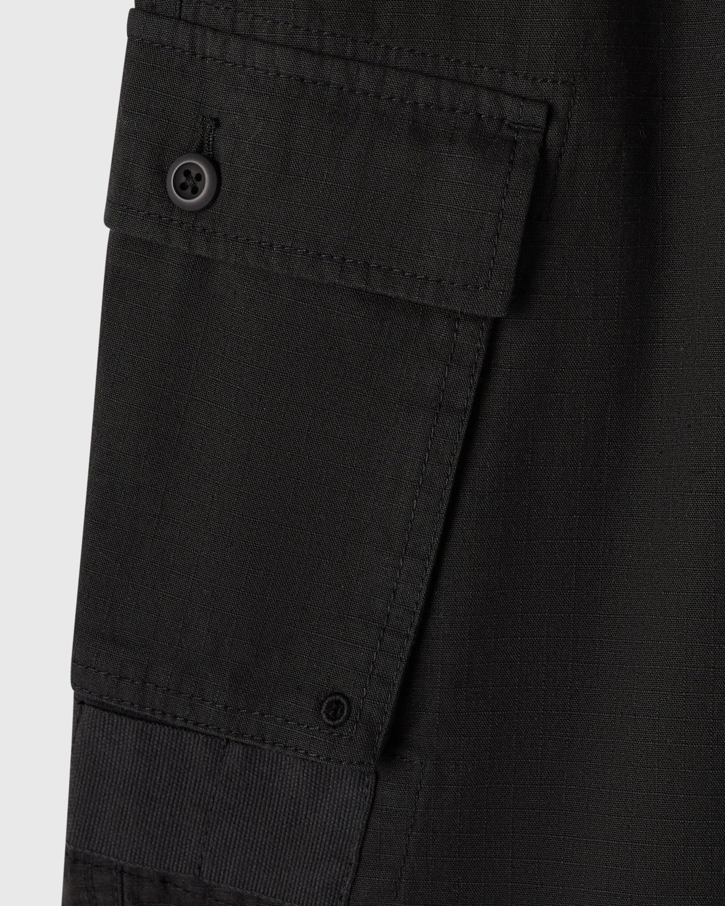 Linen Ripstop Cargo Short - Black