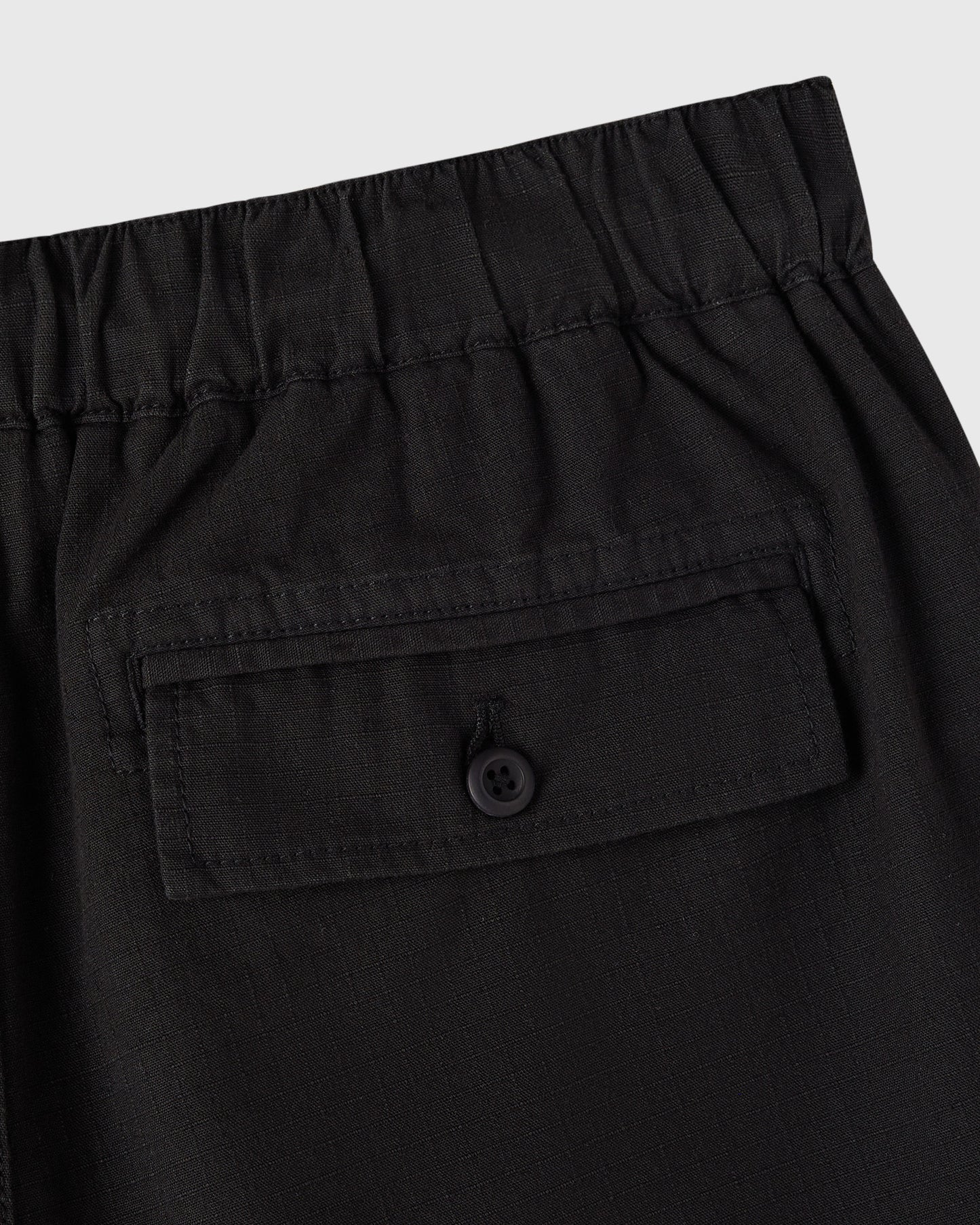 Linen Ripstop Cargo Short - Black