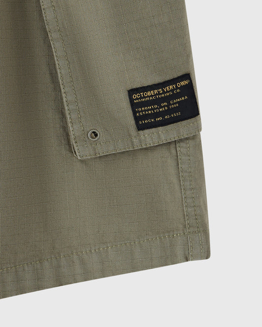 Short cargo en lin ripstop - Vert olive