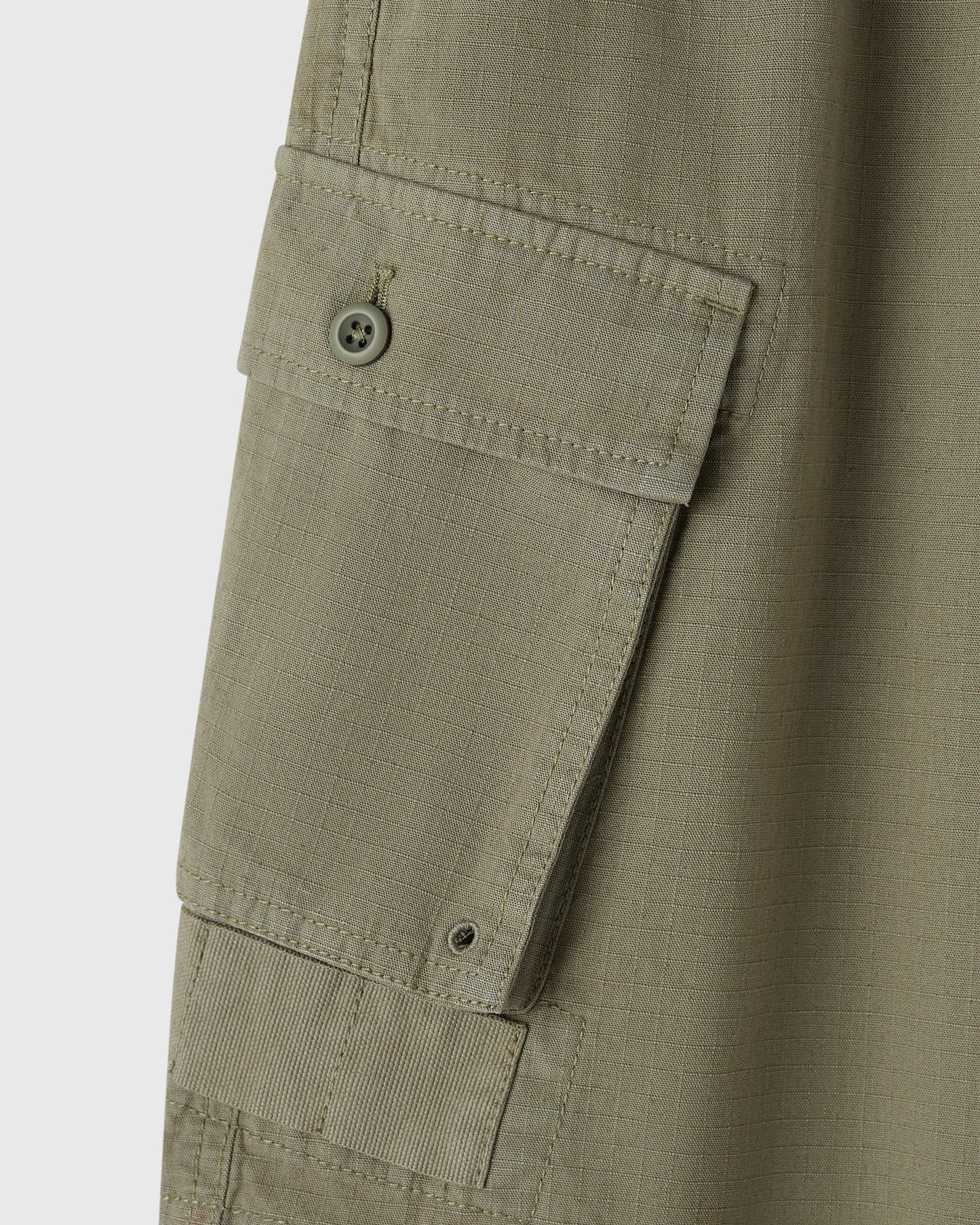 Linen Ripstop Cargo Short - Olive Green