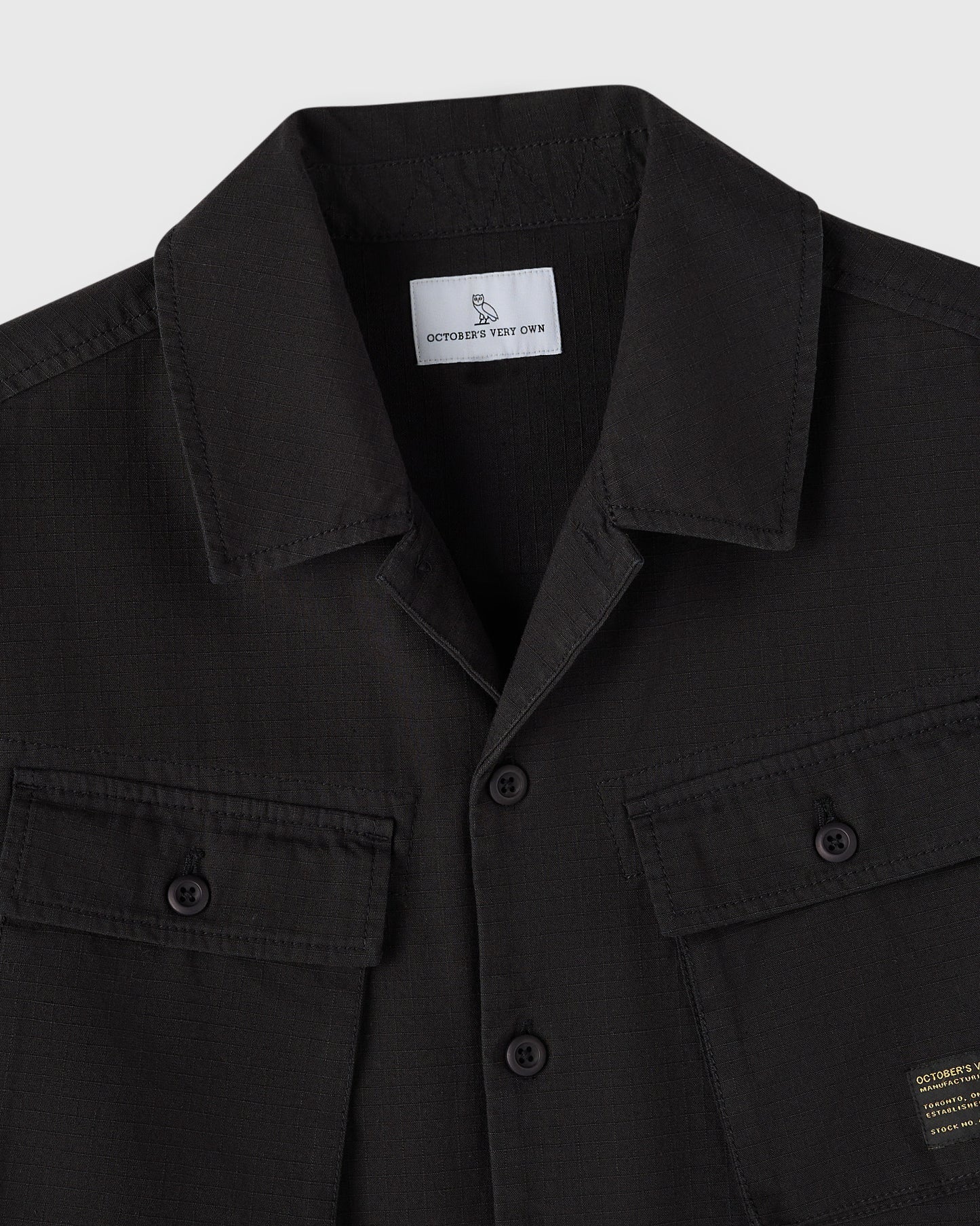 Linen Ripstop Camp Shirt - Black