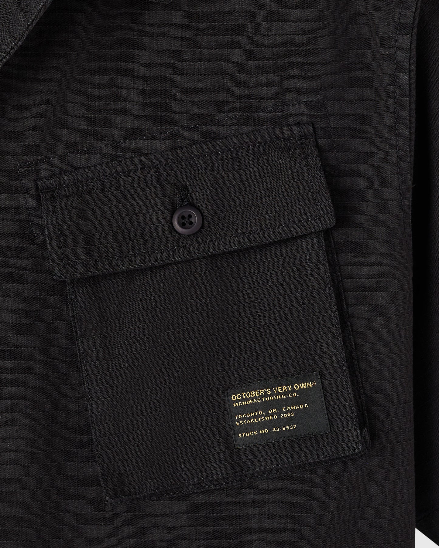 Linen Ripstop Camp Shirt - Black