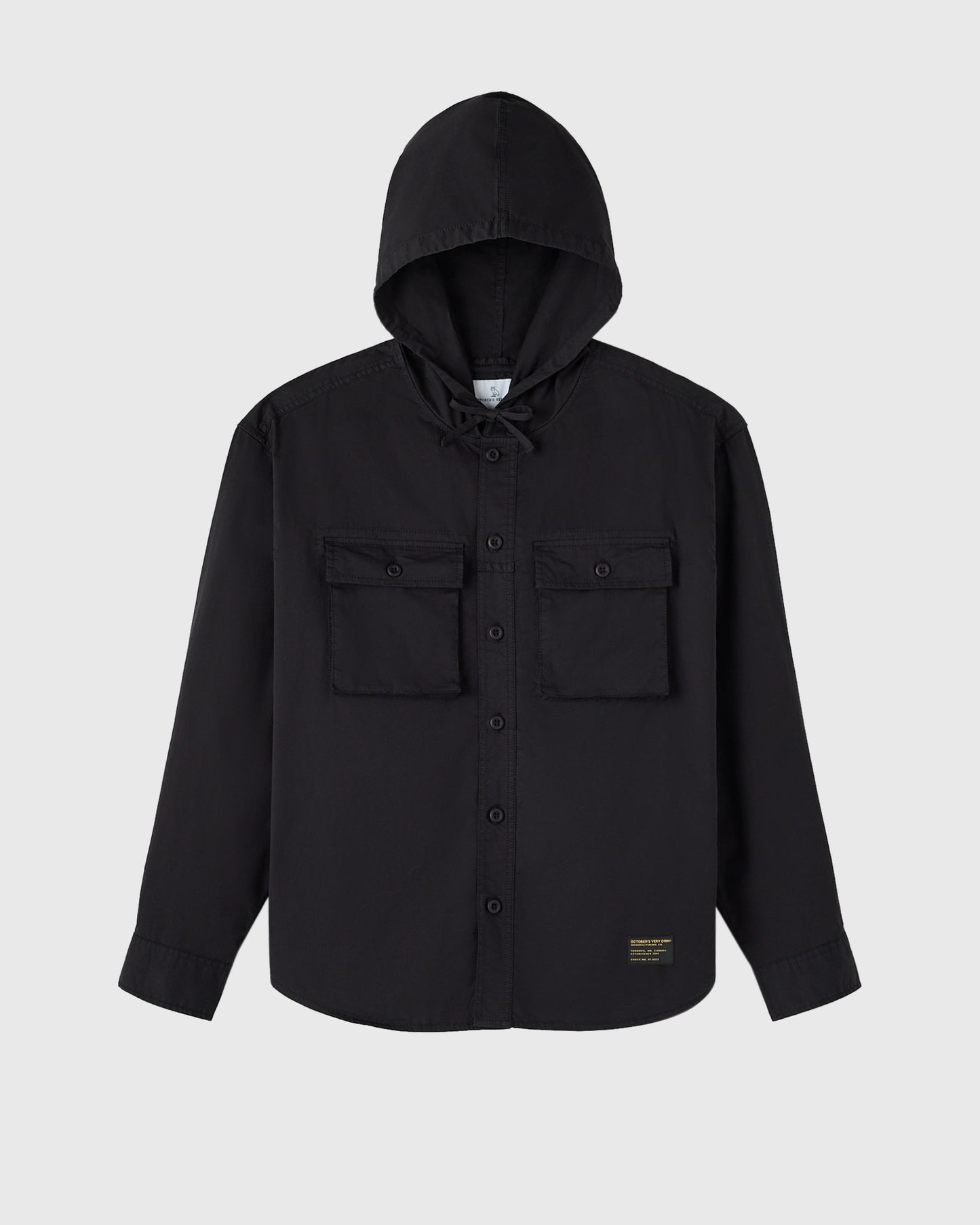 Hooded Button Up Shirt - Black