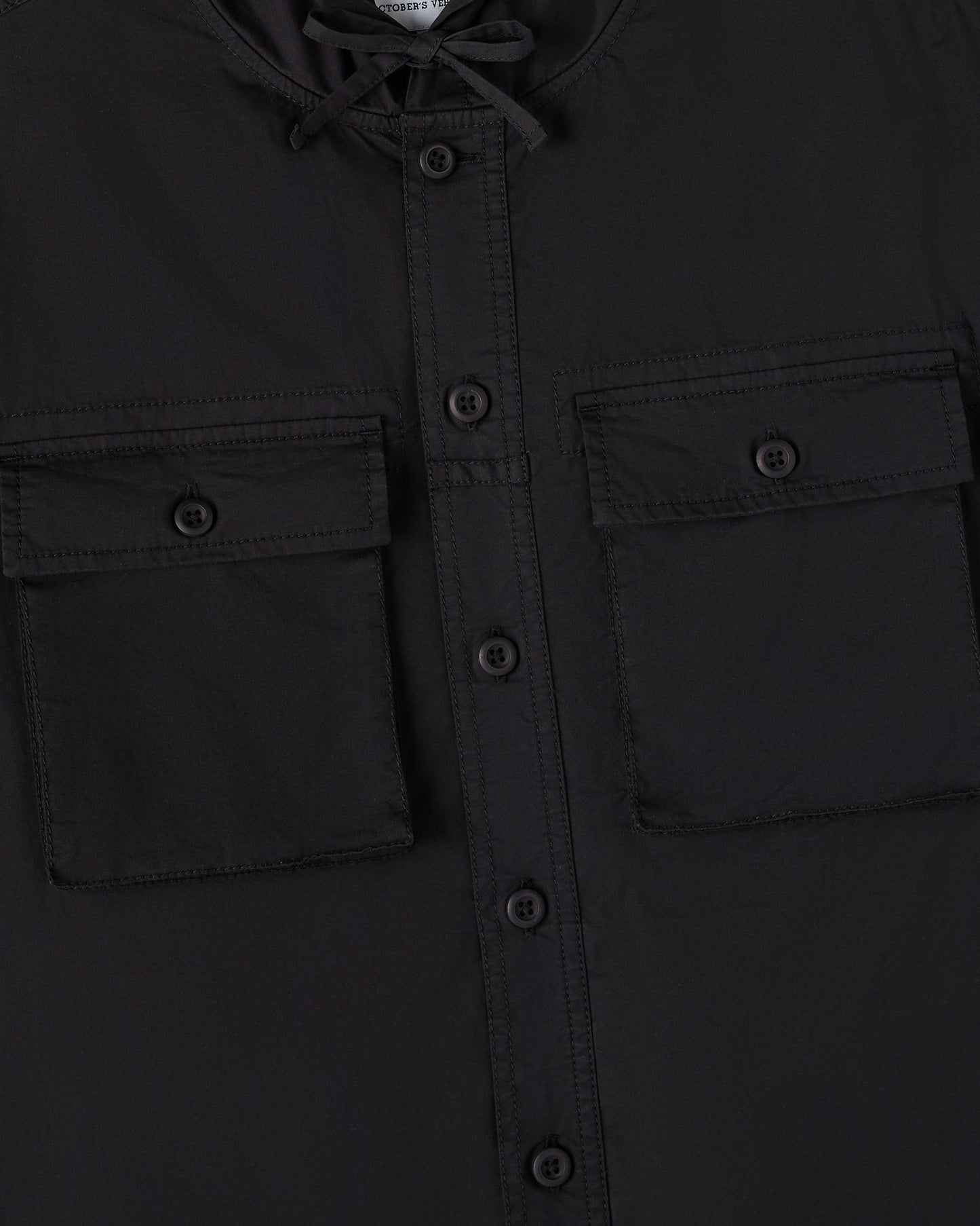 Hooded Button Up Shirt - Black